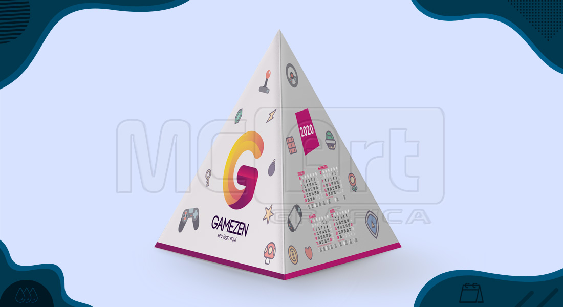calendário de mesa pirâmide personalizado 2020, calendário promocional 2020, calendários customizados