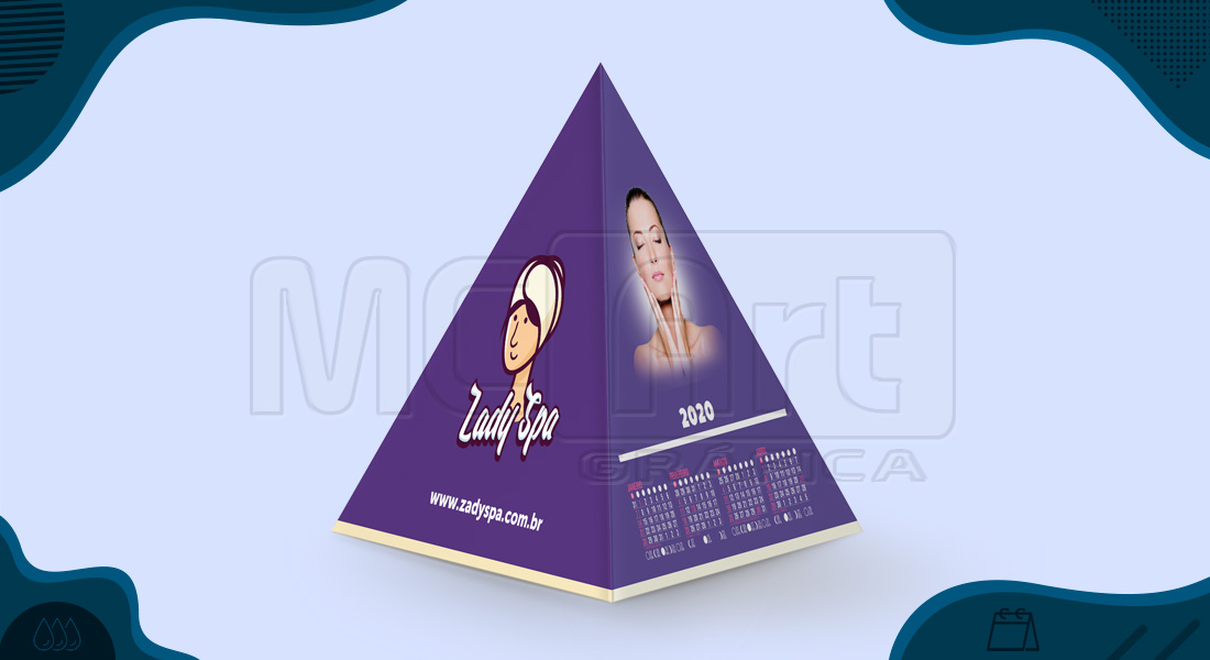 calendário de mesa pirâmide personalizado 2020, calendário promocional 2020, calendários customizados