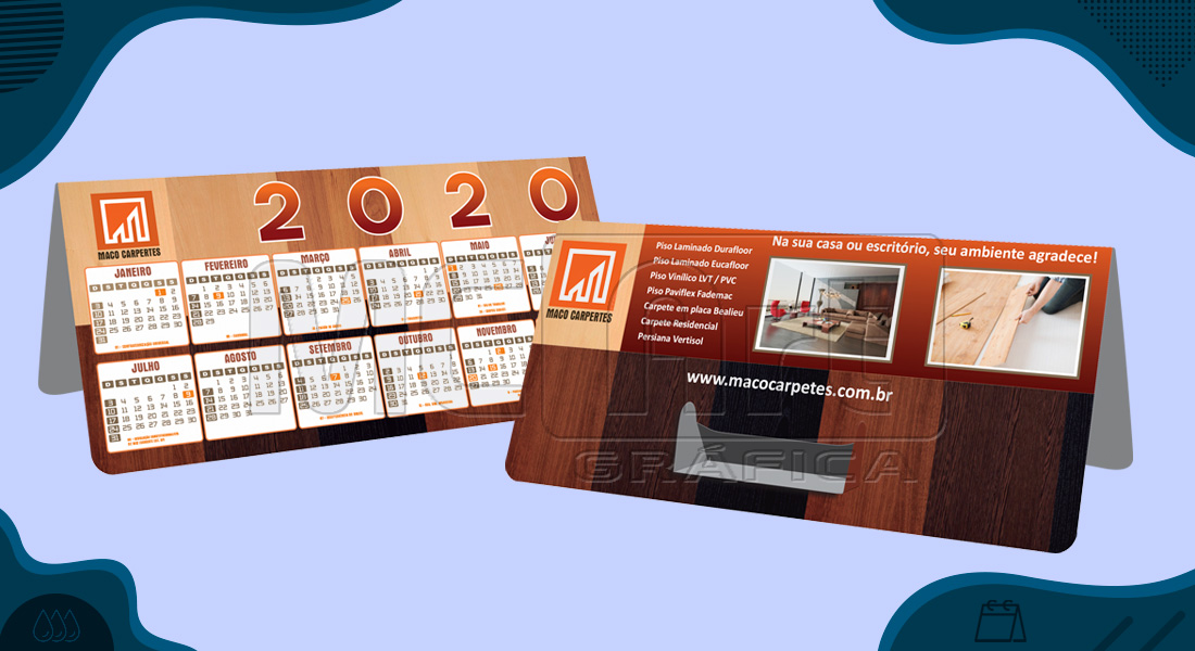 calendário porta cartão, calendário promocional 2020, calendários customizados, brindes 2020 promocionais, gráfica sp