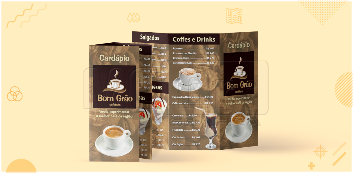 Cardápios com dobra  cardápios para restaurantes, cardápios personalizados, impressão de cardápios em couché
