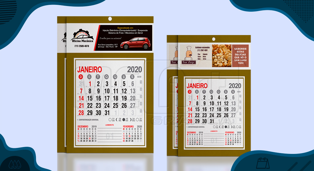 Folhinha comercial OURO personalizada 2020 folhinha comercial personalizada 2020, calendário de parede, impressão de folhinhas 2020