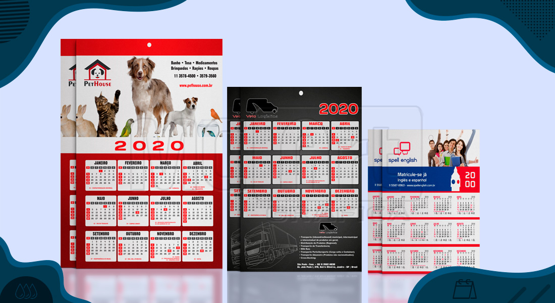 folhinhas de parede personalizada 2020, calendário de parede 2020