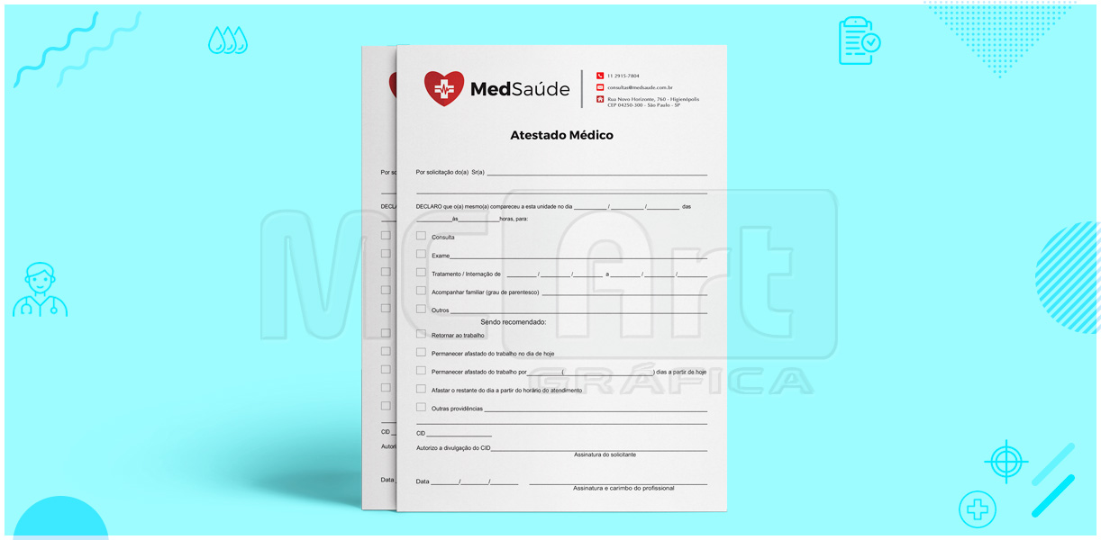 impressão de atestado médico, atestado medico personalizado, atestado medico comprar, papelaria médica