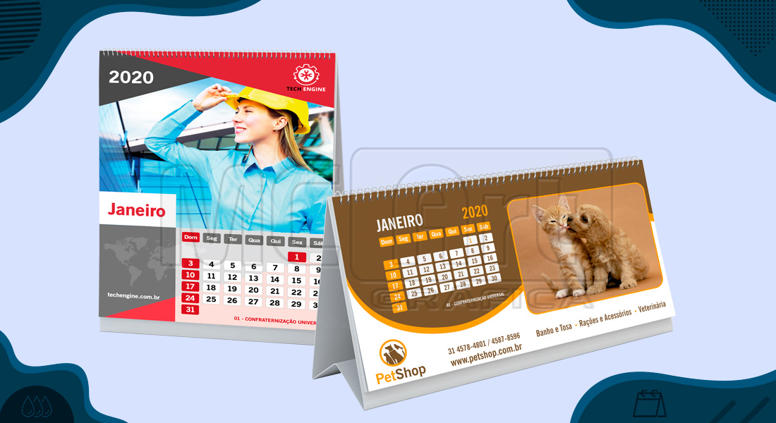 Calendário de Mesa Wire-o 2020 calendário de mesa com wire-o 2020, calendário promocional 2020, calendários customizados