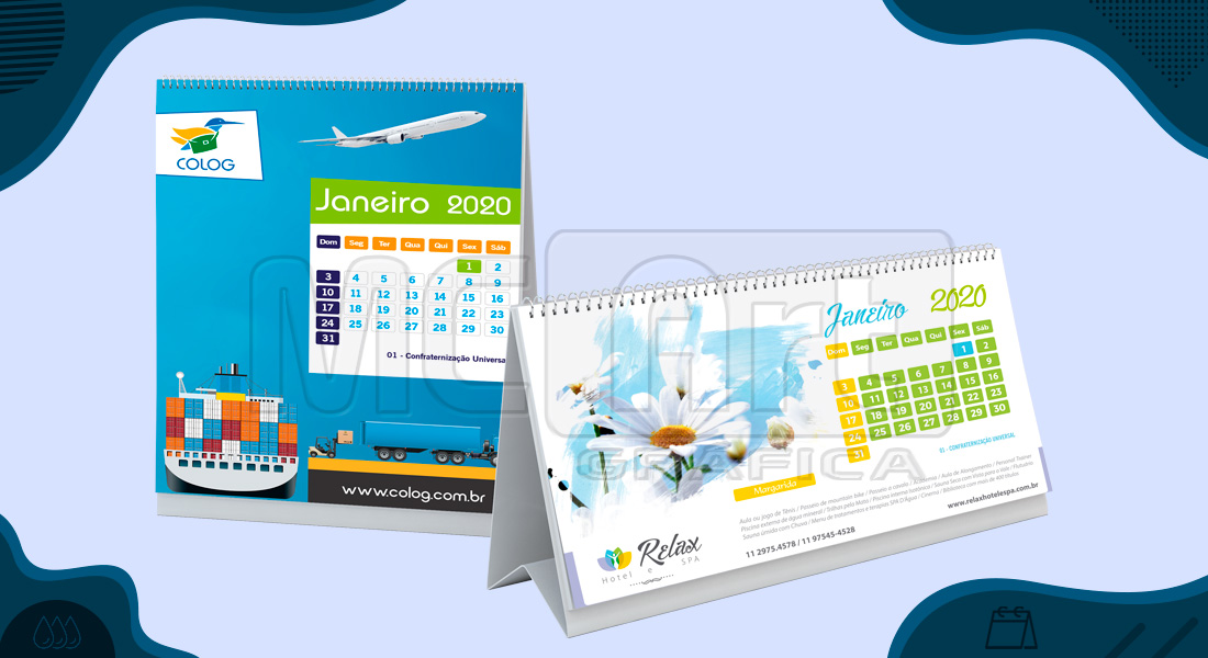 Calendário de Mesa Wire-o 2020 calendário de mesa com wire-o 2020, calendário promocional 2020, calendários customizados