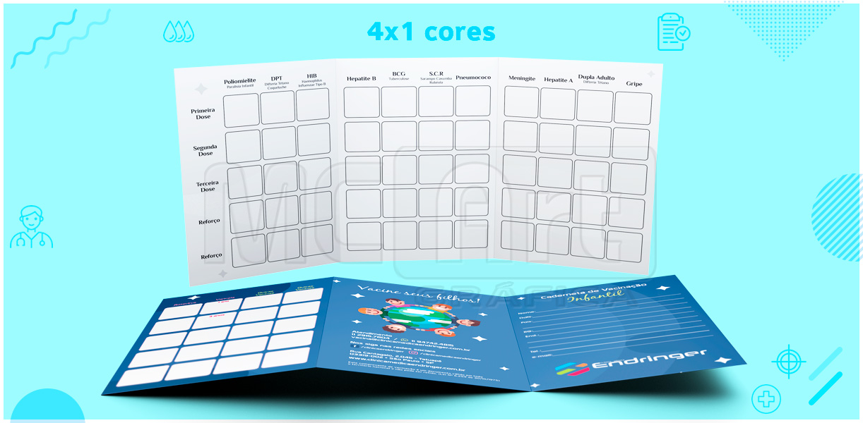 CADERNETA DE VACINAÇÃO INFANTIL - 4X1 cores  caderneta de vacinação infantil, carteira de vacinação para crianças personalizada, caderneta para crianças, papelaria médica