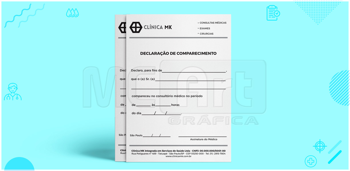 declaração de comparecimento médico, papelaria médica, gráfica sp 