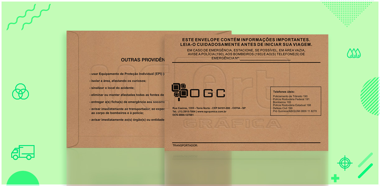 envelope para transporte de produtos perigosos, envelope de emergencia kraft