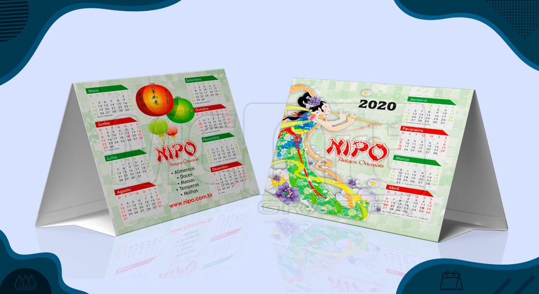 calendário de mesa triangulo personalizado 2020, mini calendário de mesa, calendário promocional, brindes promocionais 2020