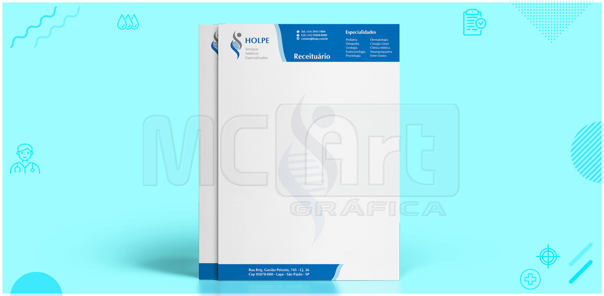 receituário médico personalizado, receituário médico, impressão de receituários