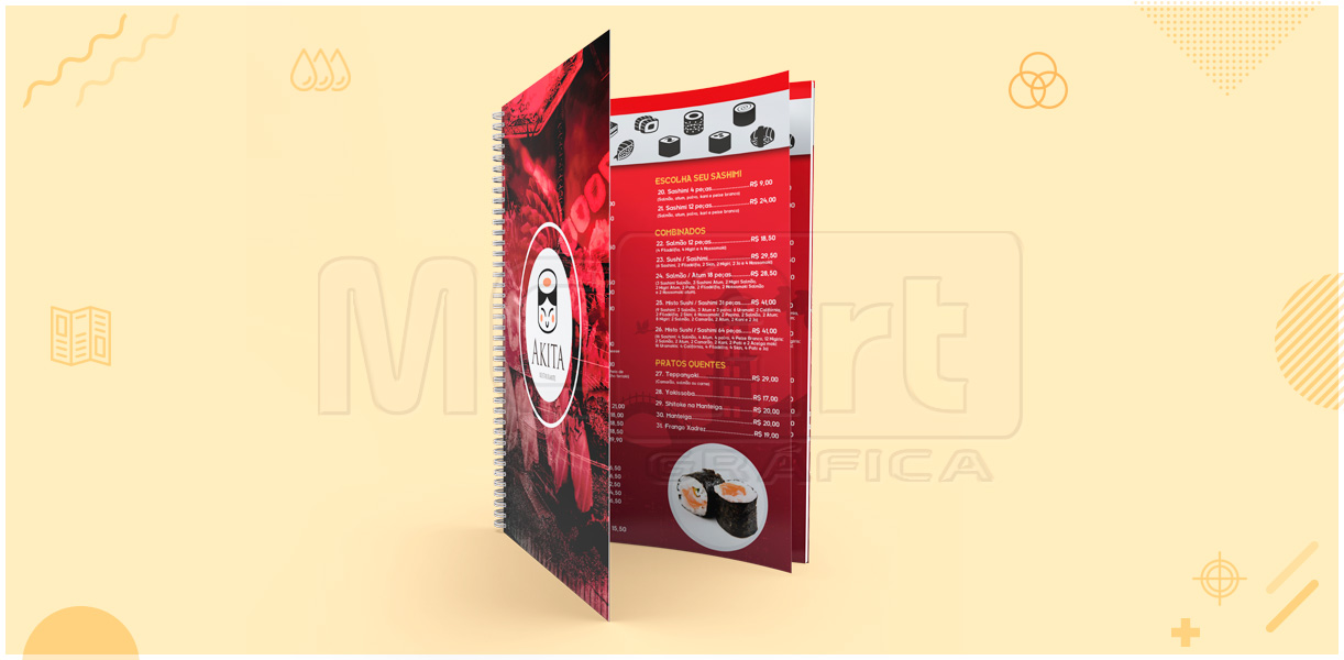 cardápios em pvc, cardápios com wire-o para restaurantes, cardápios personalizados com wire-o, impressão de cardápios em pvc, gráfica sp